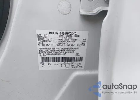 2013 Ford Edge Se из США, поврежденный, VIN 2FMDK4GC4DBB94387